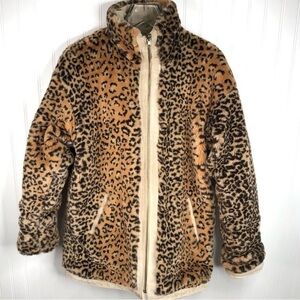Leopard Print Faux Fur Jacket